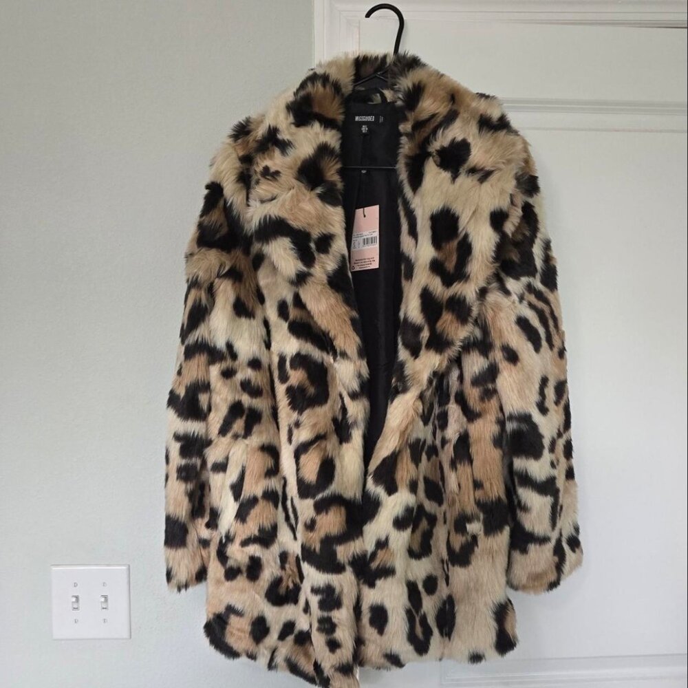 Misguided Oversized Leopard Faux Fur Coat